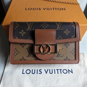 Authentic Louis Vuitton Dauphine Chain Wallet Shoulder Bag M68746 Monogram